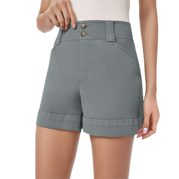 YUEJUIR Women Shorts Women Stretch Twill Shorts Summer Stretchy Jean Shorts Casual Chino Shorts High Waist Denim Shorts Shorts Linen Shorts for Women Shorts for Women Trendy (Gray,XXL)