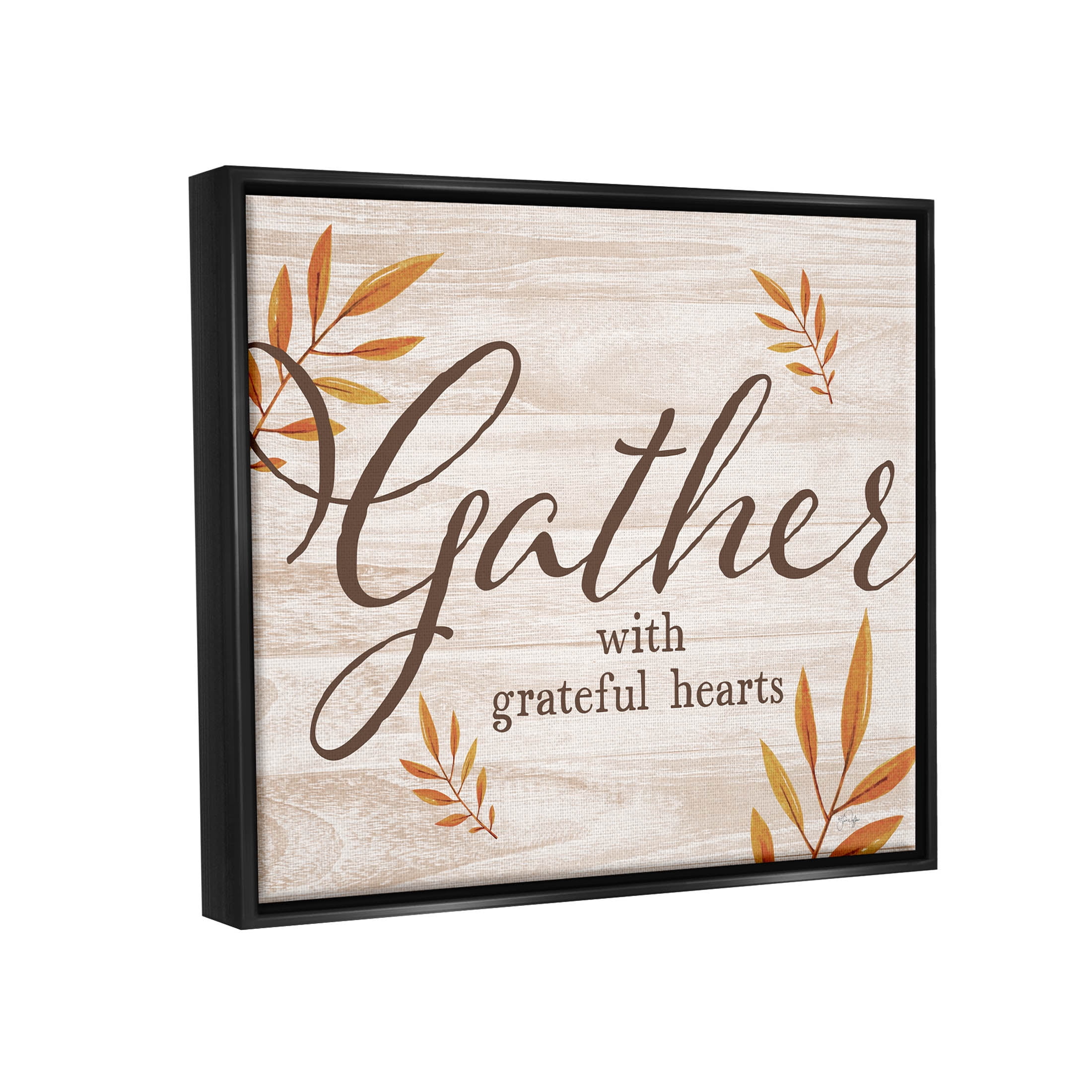 Gather With Grateful Hearts Botanicals Botanical & Floral Graphic Art Jet Black Framed Art Print Wall Art