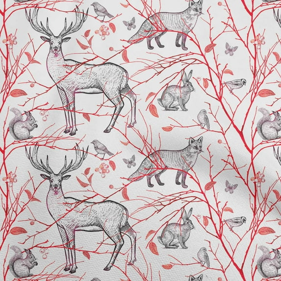 oneOone Viscose Jersey Red Fabric Animal Dress Material Fabric Print Fabric By The Yard 60 Inch Wide