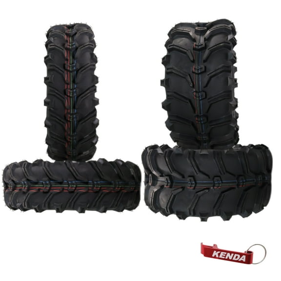 Kenda Bearclaw K299 - 25x8-12 Front & 25x12.5-12 Rear Tires for All Terrain (ATV), UTV, and Side by Side (SxS) Vehicles - 6-Ply - Bear Claw 25x8x12 Front & 25x12.5x12 with Kenda Keychain (4-Pack)