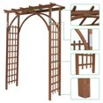 thumbnail image 5 of Hassch 7Ft Wooden Garden Arbor Arch, Fir Wood Arbour Trellis, Outdoor Archway for Wedding Ceremony Decoration Pergola Plant Climbing Rose Vines Lawn Courtyard Patio, Dark Brown, 5 of 10
