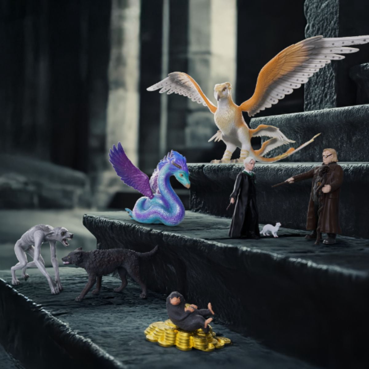 Schleich Harry Potter - Mad-Eye Moody, Draco Malfoy & Ferret Figurines - Collectable Wizarding World Toys for Kids Ages 6+ | 14907