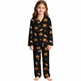 thumbnail image 4 of CAIVO Kids 2 Piece Pajama Sets Girls Halloween Lapel Long Sleeve Button Down Shirt With Pants Casual Loungewear Sleepwear Pjs, 4 of 4