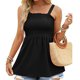 thumbnail image 3 of Playeras,Blusas y Tops,Ropa para Mujer Gimnasio Tank Tops Mujer Mujeres Casual Moda Sólido Multicolor Plisado Pecho Envuelto Sin Mangas Camiseta Sin Mangas (Black, L), 3 of 4