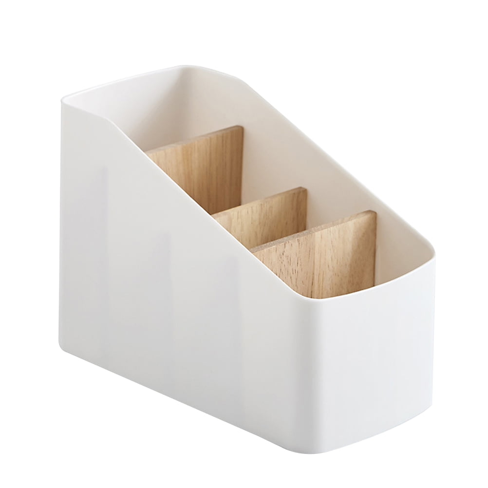 1pc Creative Wood and Plastic Desktop Storage Basket Multi-Compartment Storage Box Detachable Slot Style Organizer for Home Office, Size: 18