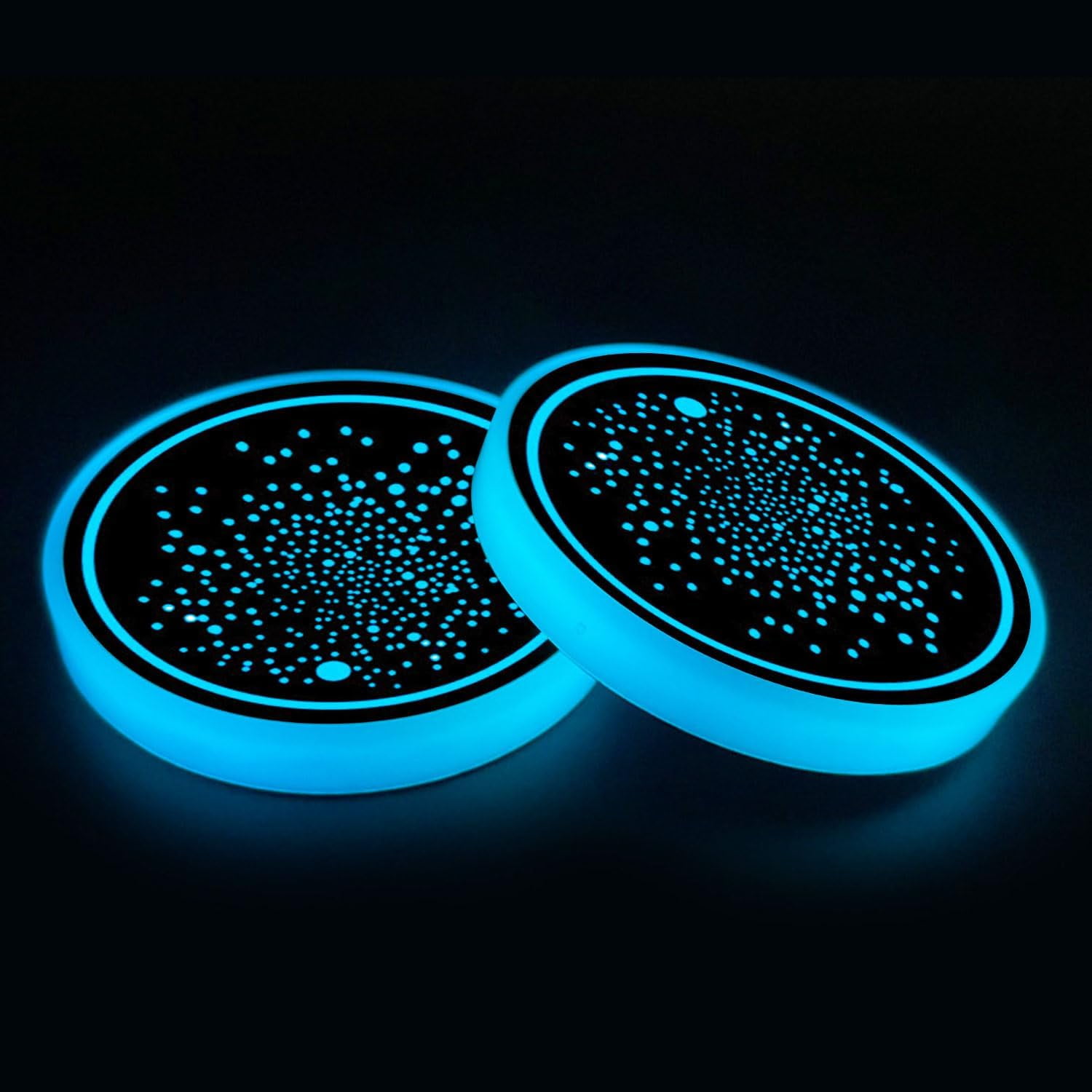 2Pcs LED Car Cup Holder Lights, 7 Colors Light Up Cup Coasters, USB Rechargeable Interior Lighting Accessories for Car Truck Vehicle Decoration