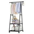 thumbnail image 1 of 1PC Multifunctional Garment Rack Metal Clothes Coat Shoe Storage Shelf Practical Clothes Drying Hanger Clothes Stand with Wheels (Black), 1 of 7