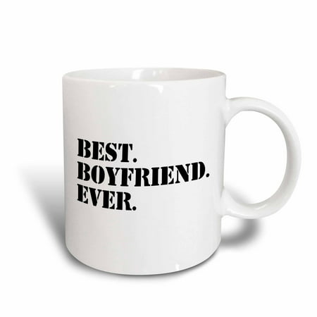 3dRose Best Boyfriend Ever, Gifts for him, Anniversary, Valentines Day, black text, Ceramic Mug,