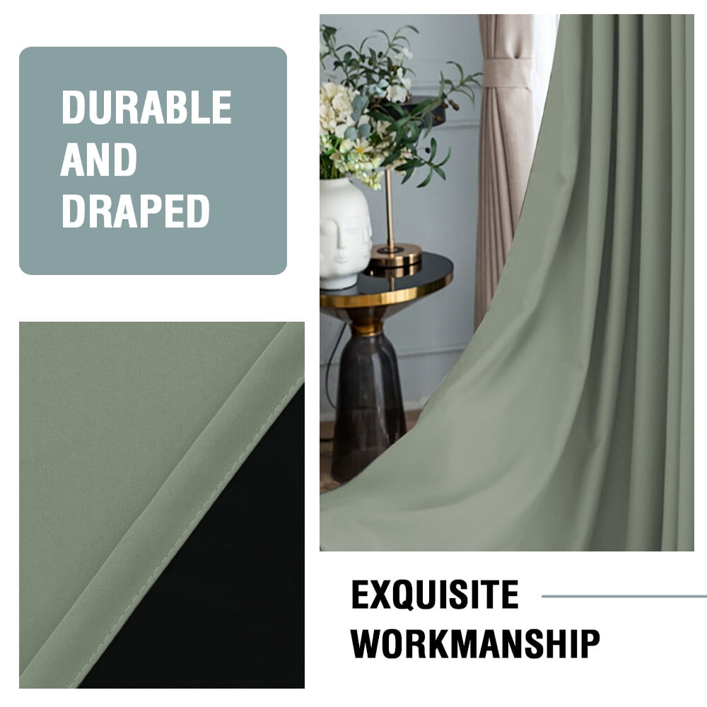 H.VERSAILTEX 100% Black Out Curtains for Bedroom - Grommet Energy Saving Solid Black Out Curtain Panels for Bedroom/Living Room 2 Panels Set, 42" x 63"