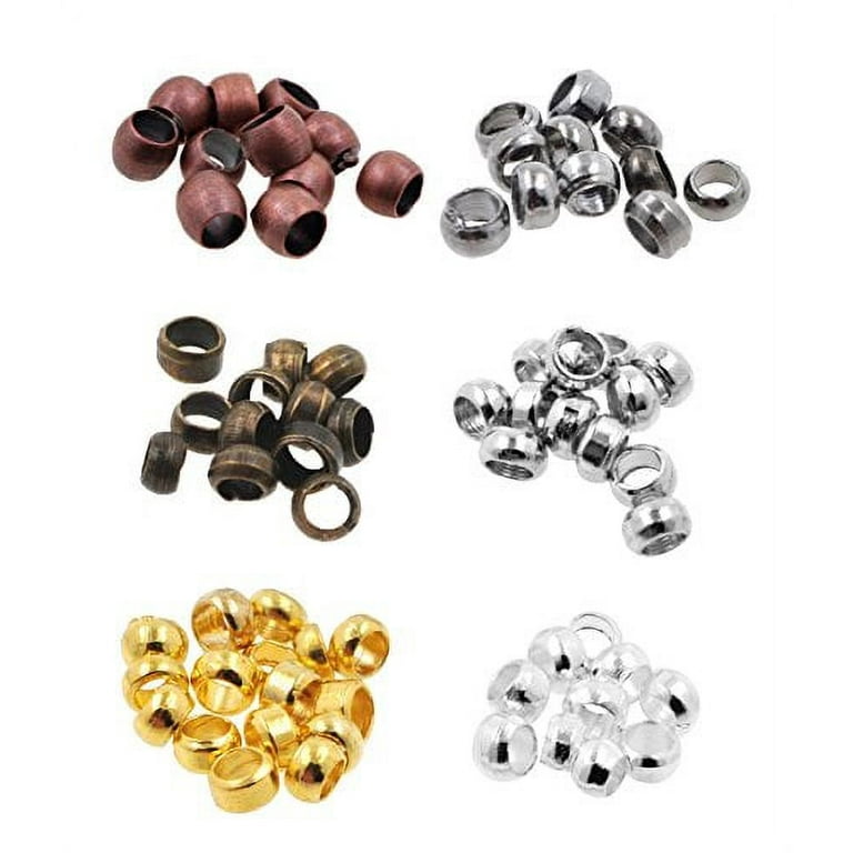 Mandala Crafts Metal Crimp Beads End Spacer Findings Variety Pack Set for  Jewelry Making Beading Crafting (Tiny Round 2.5mm 1500 pcs, Silver Gold  Antique Bronze Copper Platinum Gunmetal Tone) 