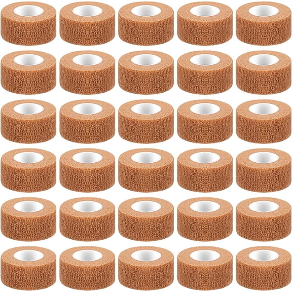 30Pack Self Adhesive Bandage Wrap,Self Adherent Cohesive Wrap Bandages 1 Inch x 5 Yards,Athletic Elastic Cohesive Bandage,Breathable Vet Wrap for Sport Wrist Knee, Beige