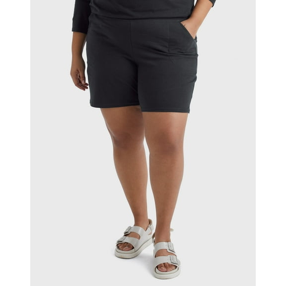 Hanes Just My Size Women's Cotton Jersey Pull-On Shorts, 7" (Plus ) Black 1X