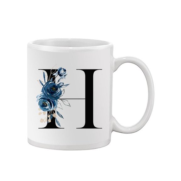 Letter H With Blue Flower Mug Unisex's -Image by Shutterstock