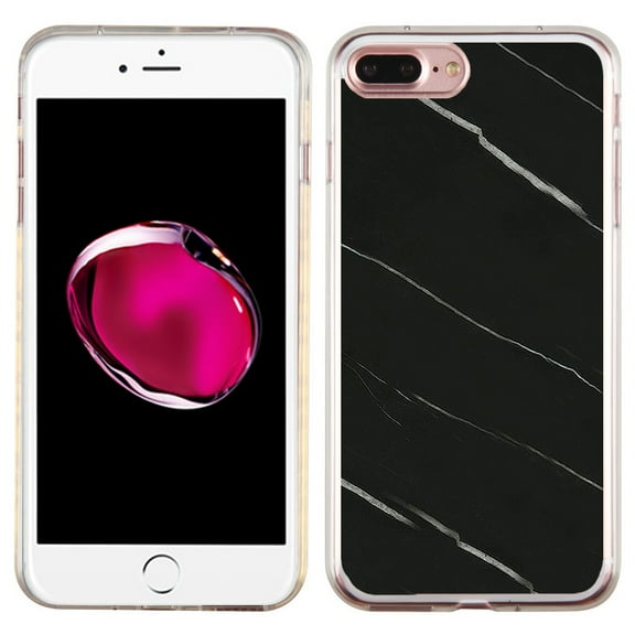 Slim-Fit Case for Apple iPhone 8 PLUS / 7 PLUS, OneToughShield ® Premium TPU Gel Protector Phone Case - Marble / Black