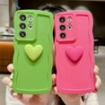 thumbnail image 4 of for Samsung Galaxy S21 Ultra Case for Women, Cute Kawaii 3D Love Heart Solid Color Curly Wavy Camera Lens Cover Shockproof Soft Silicone Phone Cover 6.8 Inch (Hot Pink), 4 of 12
