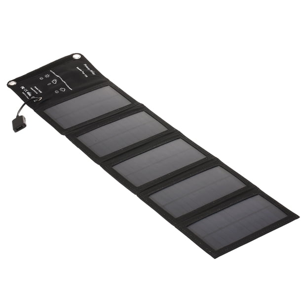 Cargador solar portátil de 10 W/5 V con puerto USB, 5 paneles solares plegables, para acampar, ir de excursión, viajar, compacto