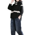 thumbnail image 3 of Women's Harem Cropped Pants Denim Baggy Elastic Waist Pull-on Jeans Dark Blue XL, 3 of 4
