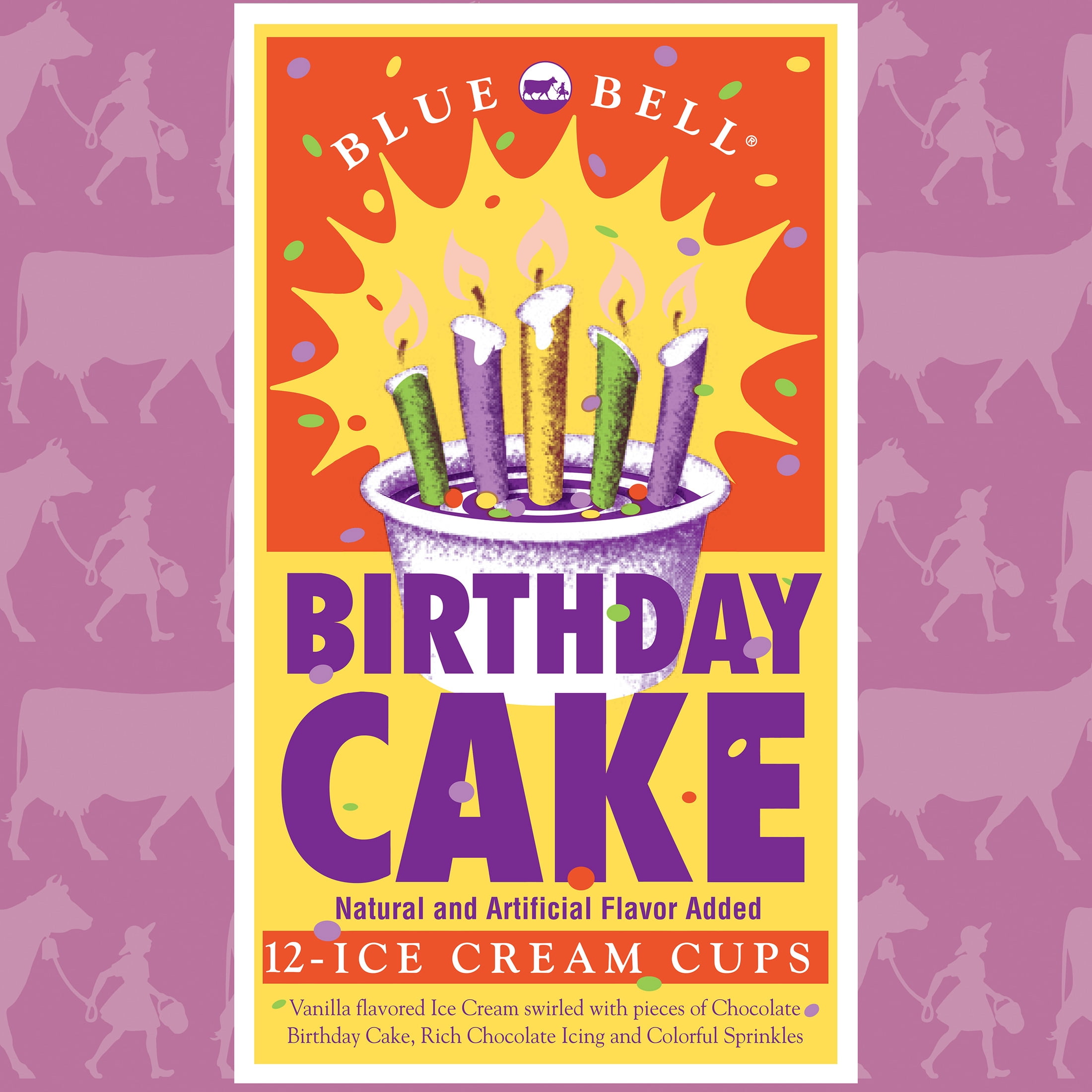 Blue Bell Birthday Cake Ice Cream Cups, 3.0 fl oz, 12 Count
