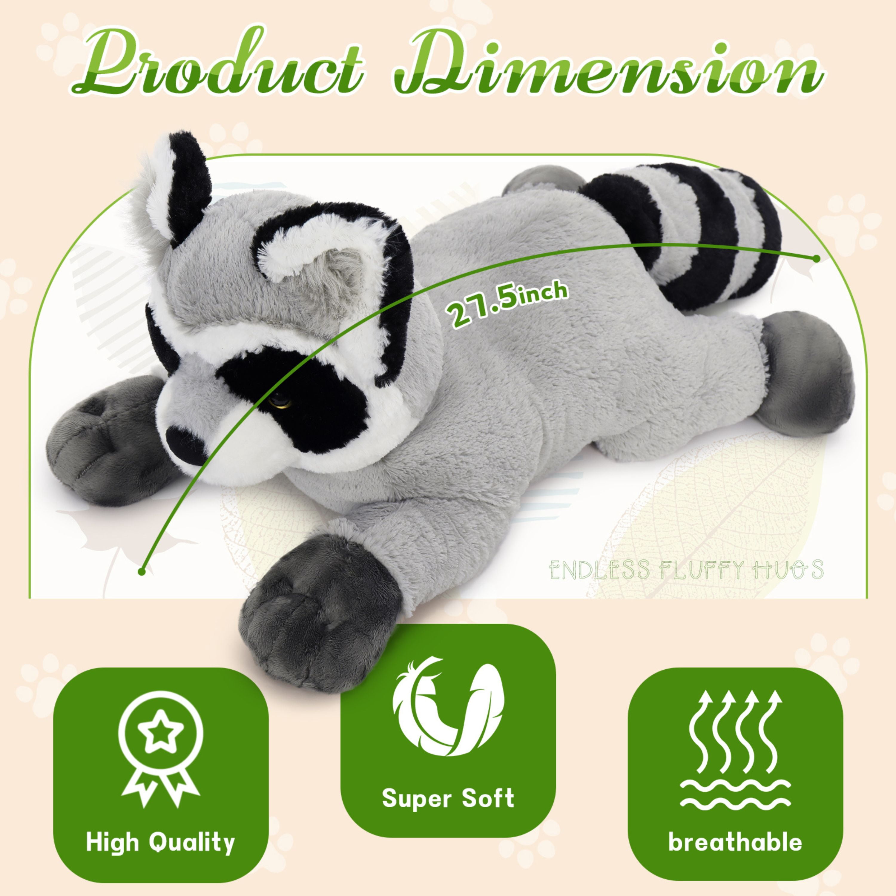 Tezituor 27.5'' Raccoon Stuffed Animal Big Stuffed Racoon Toy