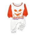 thumbnail image 2 of Halloween Pajamas, Halloween Matching Family Pajamas White Pumpkin Print Long Sleeve 2 Piece Pj Set Holiday Sleepwear Nightwear Loungewear Festive Family Photos, 2 of 4