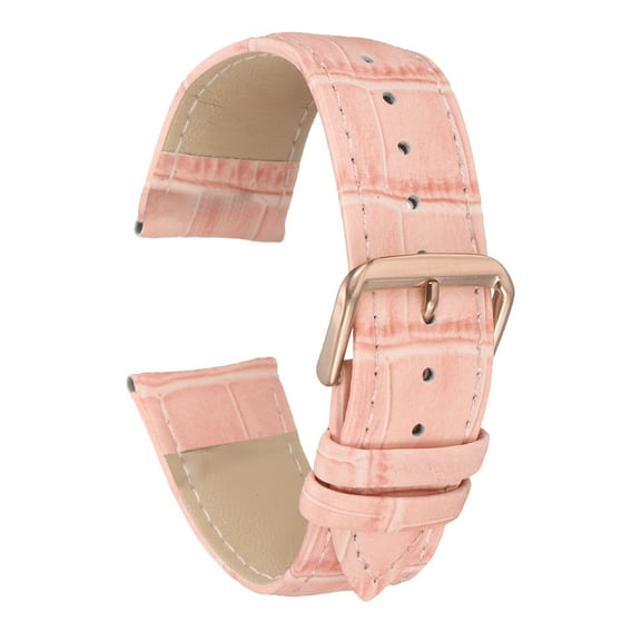 Uxcell Leather Watch Bands 22mm Classical Embossed Replacement Strap Elegant Vintage Watchband, Pink Rose Gold