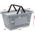 thumbnail image 3 of Morcte 4 Pcs Plastic Shopping Basket with Handles, 28 L Plastic Grocery Basket, Durable Plastic with Easy-Grip Handle for Supermarket Retail Store, Gray, 3 of 7