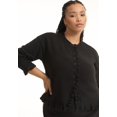 thumbnail image 2 of June & Vie Women's Plus Size Ruffle Hem Buttoned Sweater, 2 of 3