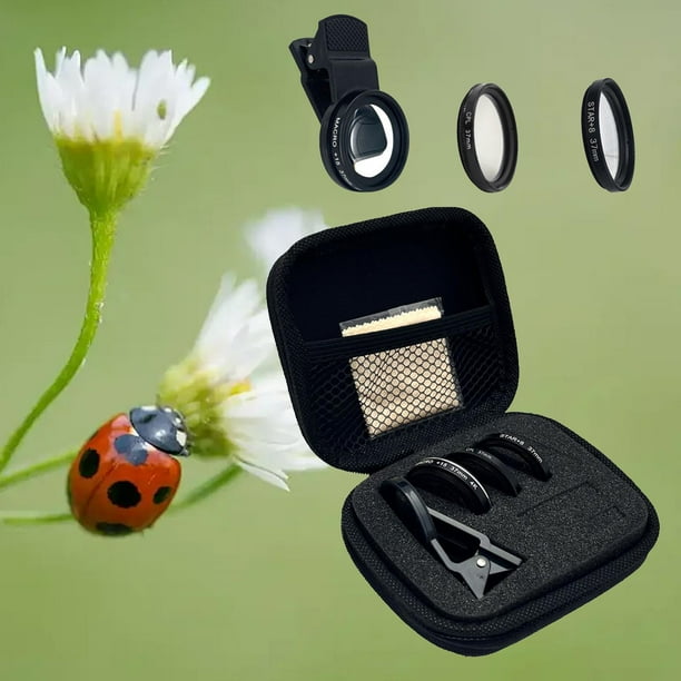 3 lentes para cámara de teléfono de 32 mm con clip, accesorios para smartphone, lente para teléfono móvil con bolsa de almacenamiento.