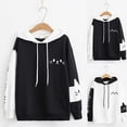 thumbnail image 2 of Women Girl Hoodies Kawaii Cat Ear Novelty Printed Pullover Sweatshirt Japanese Anime Hooded Sweatshirt Preppy Meow Graphic Pullover Clothes, 2 of 7
