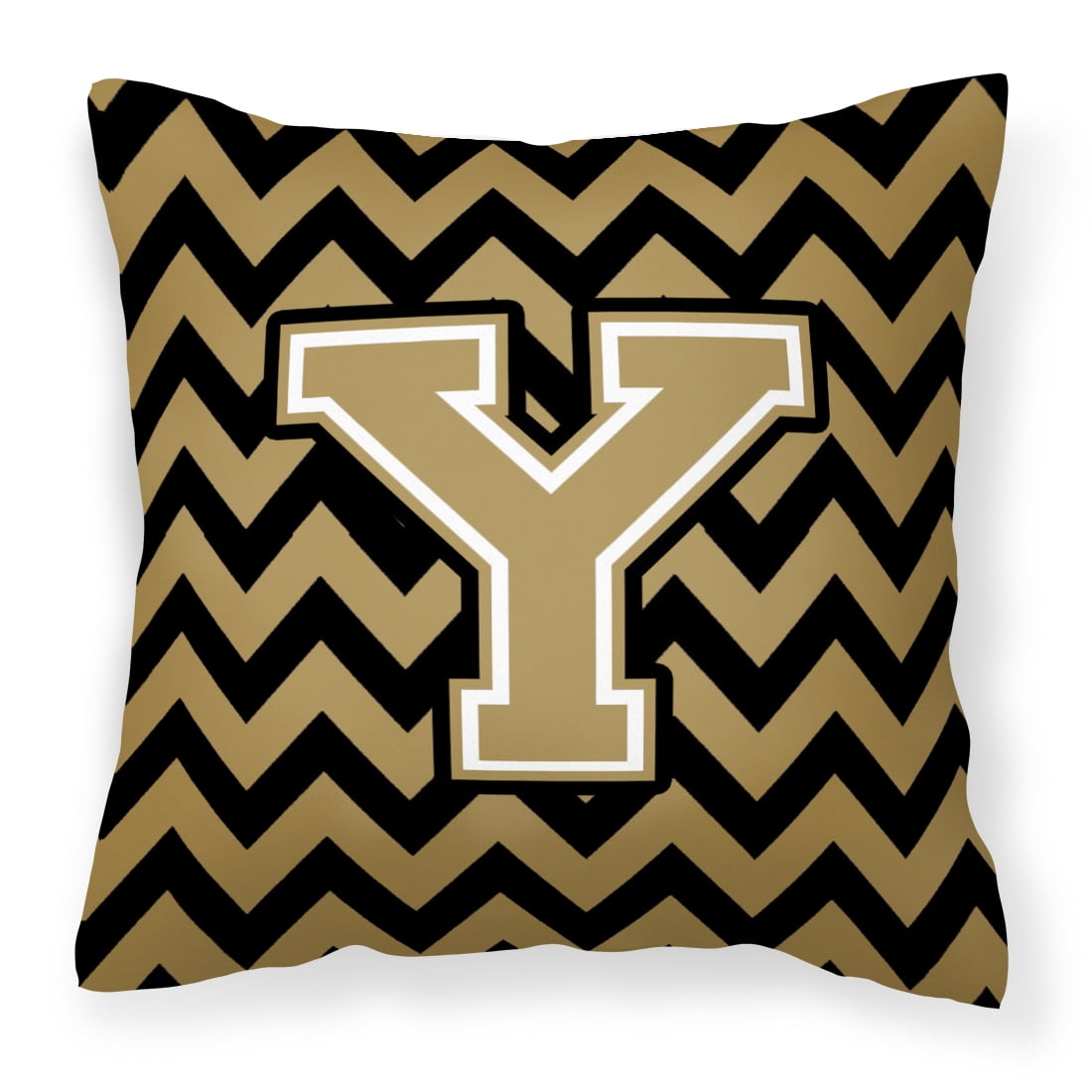 Letter Y Chevron Black and Gold Fabric Decorative Pillow - Walmart.com