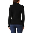thumbnail image 3 of INSPIRE CHIC Women's' Fall Winter Mock Neck Long Sleeve Fluffy Cuff Casual Slim Fit Sweater Top L Black, 3 of 5
