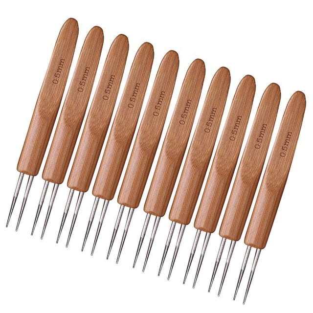 Wosthever 10 Uds ganchos de ganchillo mango de bambú alúmina ganchos de ganchillo juego de agujas de tejer 2,5-6mm ganchillo para tejer herramienta de Decoración del hogar 2 cabezas de 0.5 mm