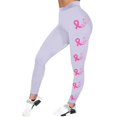 thumbnail image 5 of Breast Cancer Awareness Leggings For Women Pink Ribbon Print High Waist 4-Way Stretch Workout Pants for Running Casual, 5 of 5