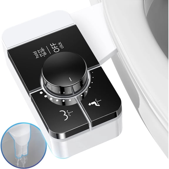 Bidet Attachment for Toilet, -Slim, Self Cleaning, Dual Nozzle, Feminine & Posterior Wash, Cold Water Sprayer, for Existing Toilets Seat, Baday Beday Badette Bedette, Black