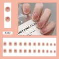 thumbnail image 2 of Short False Nails Nails Tips Short Nail Tips for Acrylic Nails Coffin Coffin Press on Nails Medium Length round Short Gel Nail Tips Pink False Nail Patch Simple French Wearing Nail Short 24 Pieces, 2 of 6