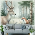 thumbnail image 4 of JRXY Woodland Animals Beach Watercolor Forest Fox Deer Butterfly Cloud Squirrel Birds Floral Tapestry Painting, 4 of 6