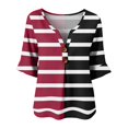 thumbnail image 4 of Stralyhd 3/4 Length Sleeve Womens Tops 2026 Summer Loose Casual V Neck Henley Blouses Beach Vacation Tops Work Shirts Black XXL, 4 of 6