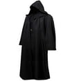 thumbnail image 3 of YVNAURA Unisex Adult Hooded Robe Cloak Knight Cosplay Medieval Renaissance Cape Fancy Dress Halloween Gothic Wizard Full Length Cloak for Men Women 1 Pack, Black,L, 3 of 5