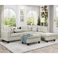 thumbnail image 3 of Clearance! Modern Sectional Sofa with Storage Ottoman, L-Shape Couch with 2 Pillows and Cup Holder,Sectional Sofa with Reversible Chaise for Living Room,Light Gray, 3 of 9