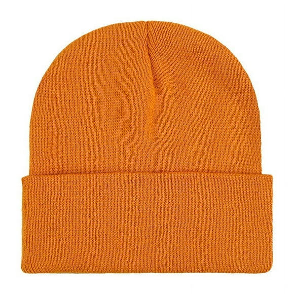 Penkiiy Unisex Beanie ,Winter Knitted Cuffed Soft Warm Hat for Men/Women Slouchy Ski Watch Cap Orange