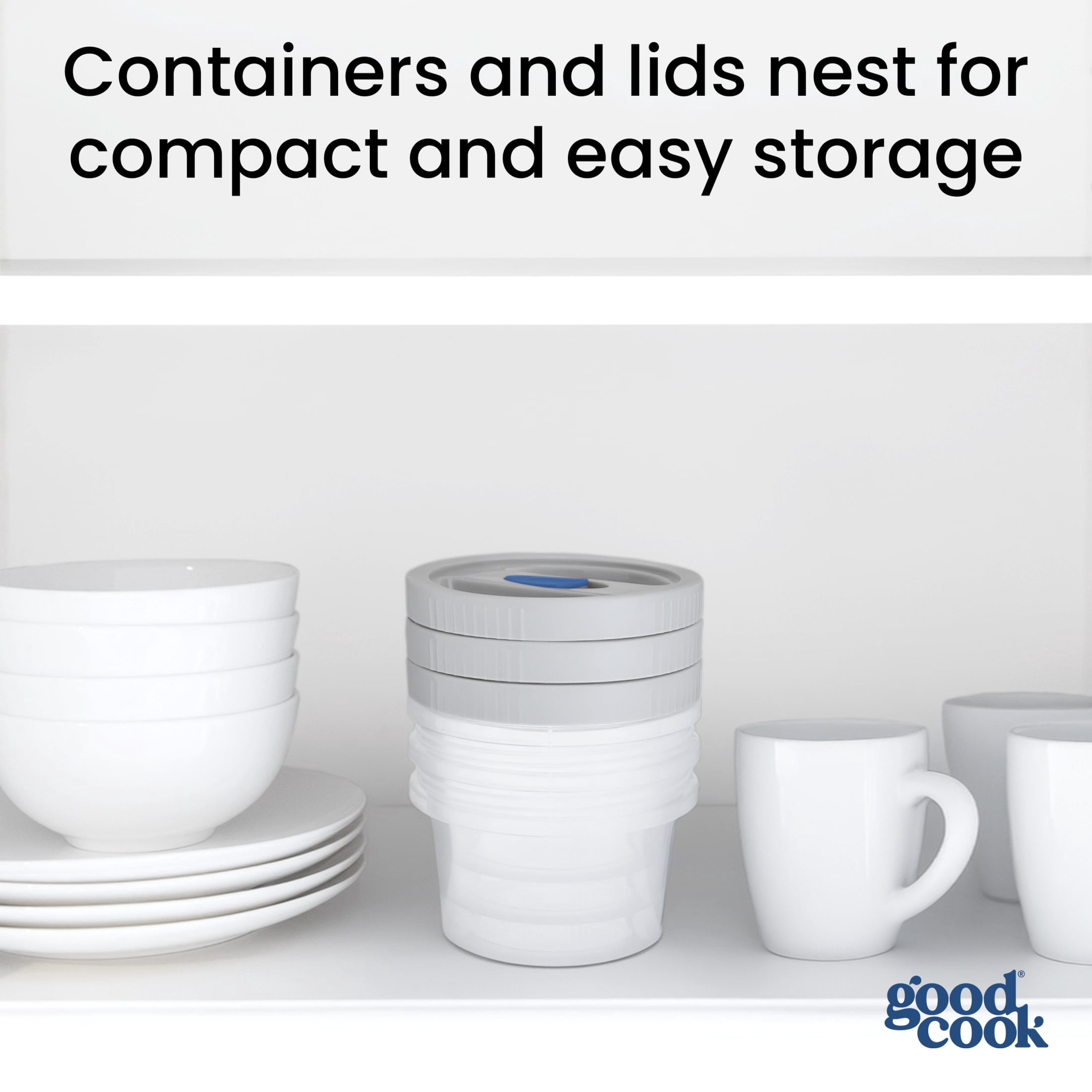 GoodCook Twister 6 Piece 16oz Food Storage Container Set with Vented Lids Made without BPA