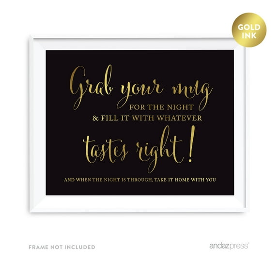 Favors, Please Take One Black and Metallic Gold Wedding Signs