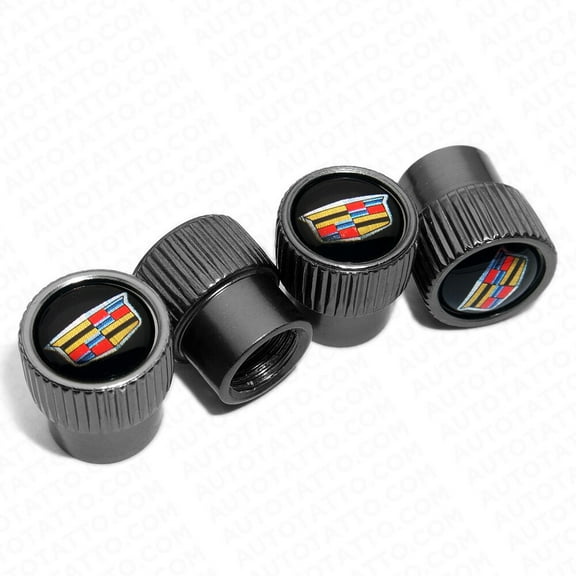 4pcs Universal Fit Cadillac Car Wheels Tire Air Valve Caps Stem Dust Cover Grey