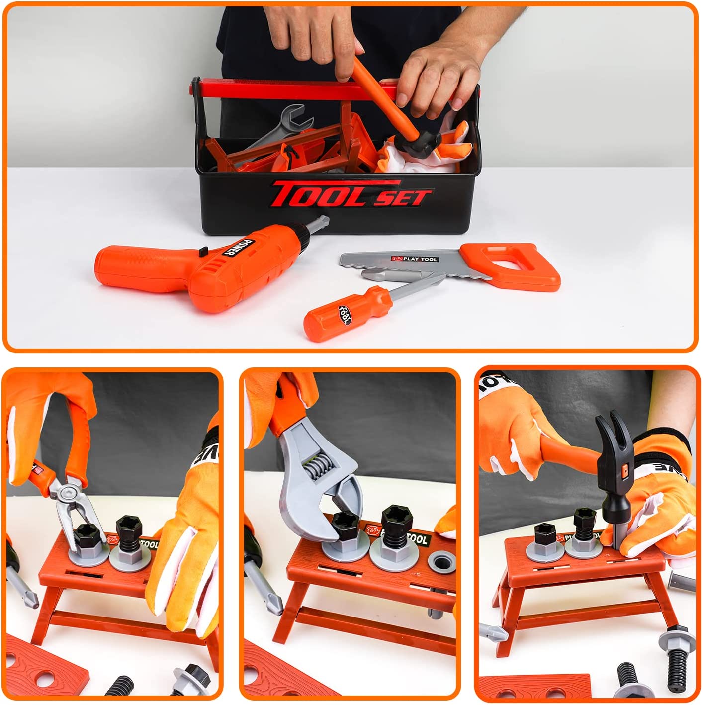Toy Life 35-Piece Kids Tool Set with Electric Drill & Belt photo 7