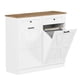 thumbnail image 2 of Tilt-out trash gabinete | kitchen gabinete con double hidden trash cans y 2 cajones | wood laundry hamper gabinete para laundry room, pantry, kitchen, o sala de estar (blanca), 2 of 7