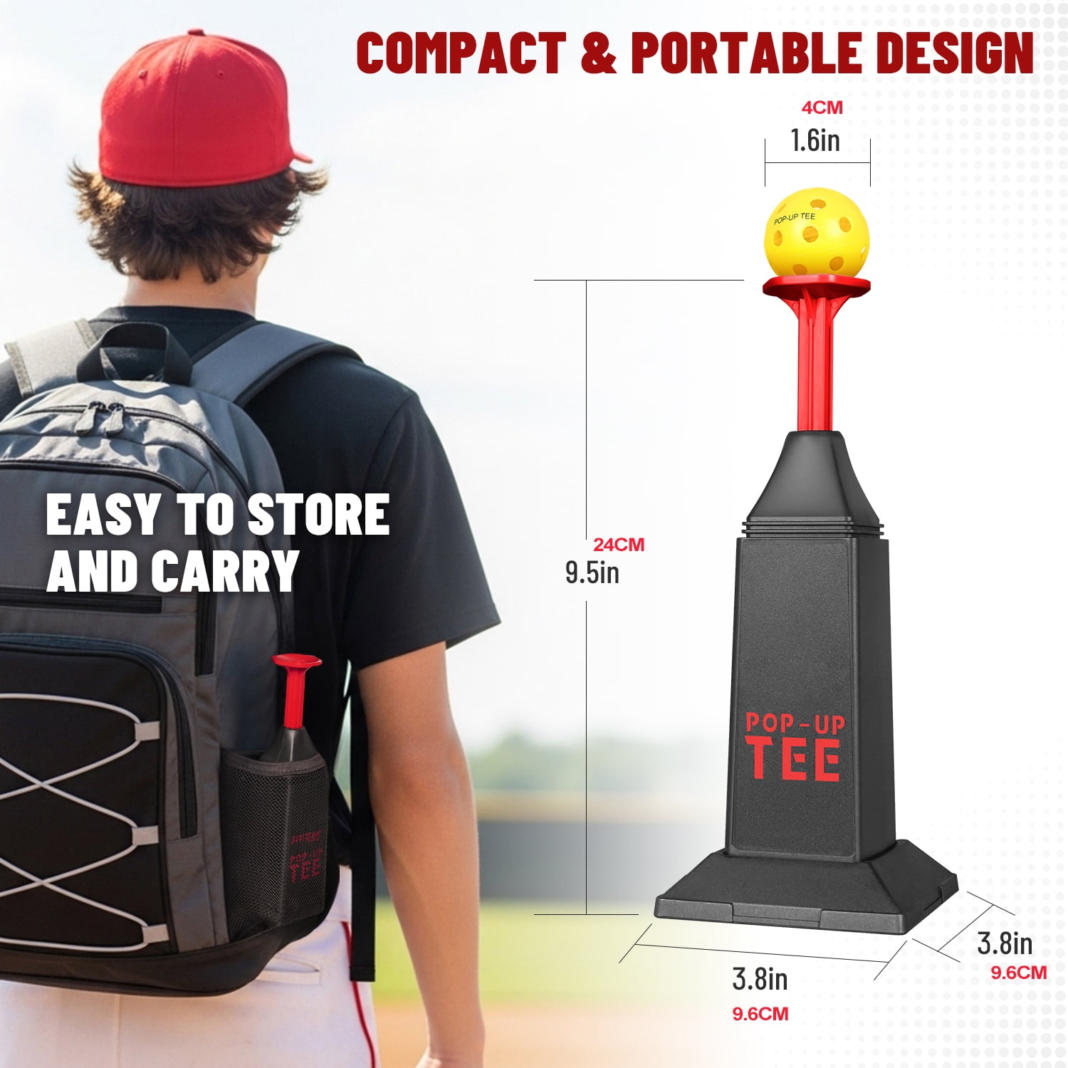 ee Popper with 12 mini balls: a 40-inch pop-up tee for baseball and softball swing training. Perfect for pitcher-free practice, ideal for all players