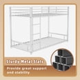 thumbnail image 5 of Bellemave Low Bunk Bed Twin Over Twin, Metal Bunk Bed Frame with Guardrail and Ladder, Heavy Duty Floor Bunk Beds with Slats for Dormitory and Bedroom, No Box Spring Needed (White), 5 of 8