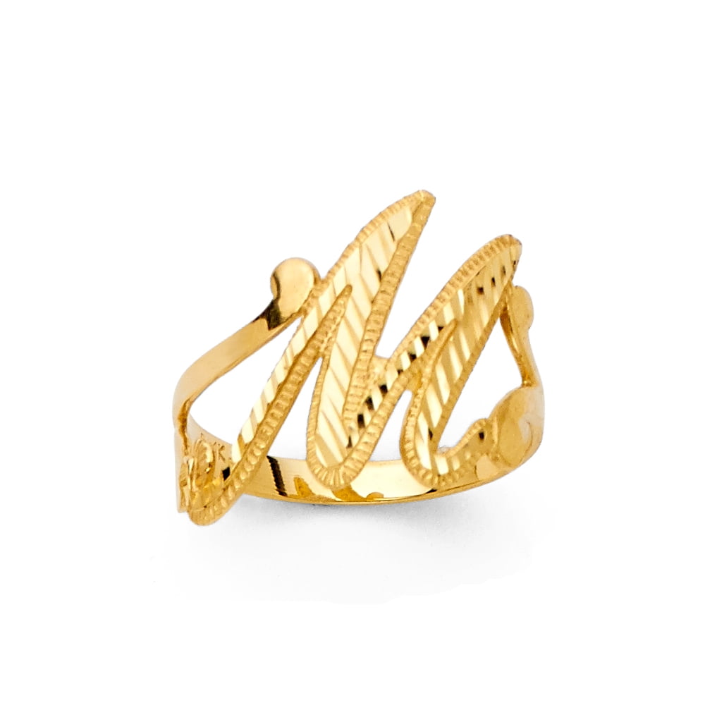 FB Jewels 14K Yellow Gold Cubic Zirconia CZ Initial Letter Fashion Anniversary RingJ Size 5.5
