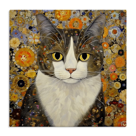 Stupell Industries Glam Mosaic Pattered Cat Canvas Art, 30 x 30, by RB