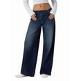 thumbnail image 2 of Women'S Wide Leg Jeans High Waisted Stretchy Straight Leg Jeans Trendy Loose Denim Pants L, 2 of 8